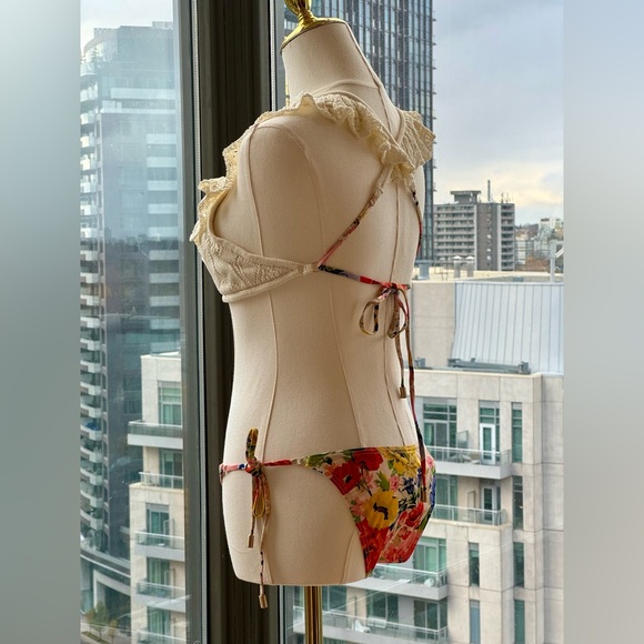 🆕 ZIMMERMANN 🧿 NWT Alight Frill Knit Scoop Bikini, Ivory Floral - SZ 2 US 6/8 - Picture 9 of 15